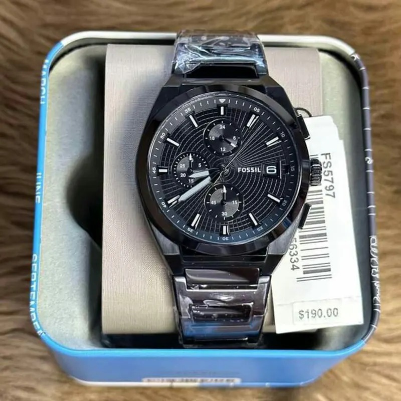 Fossil Everett Chronograph Black Dial Men's Watch- FS5797